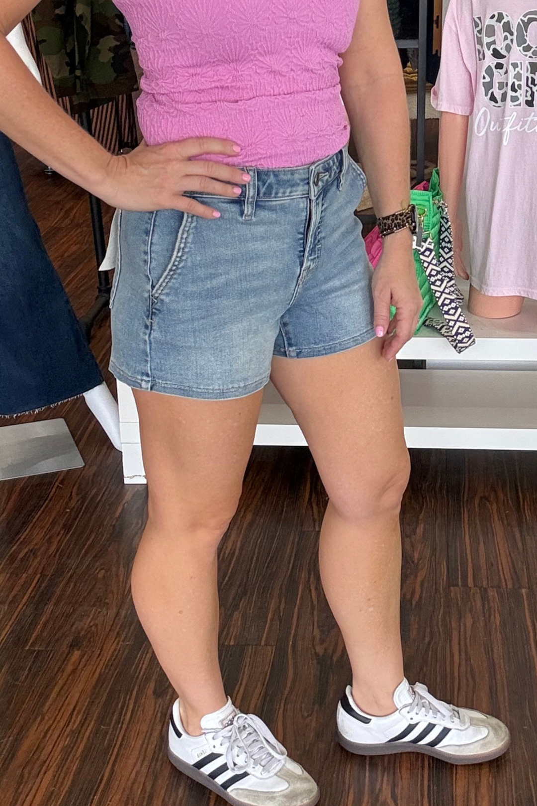 Hidden High Rise Stretch Denim Shorts