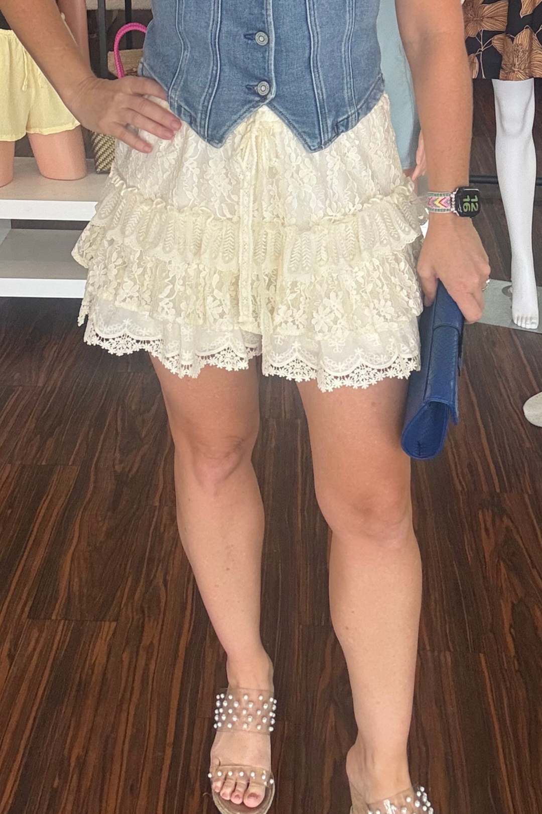 Lace Shorts with Ruffle Detail