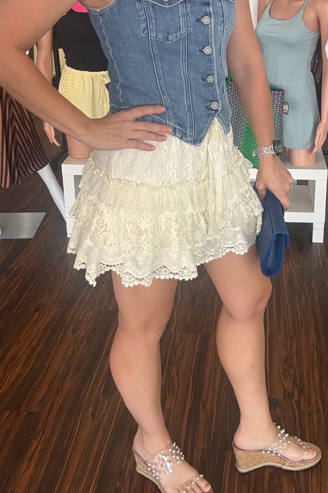 Lace Shorts with Ruffle Detail