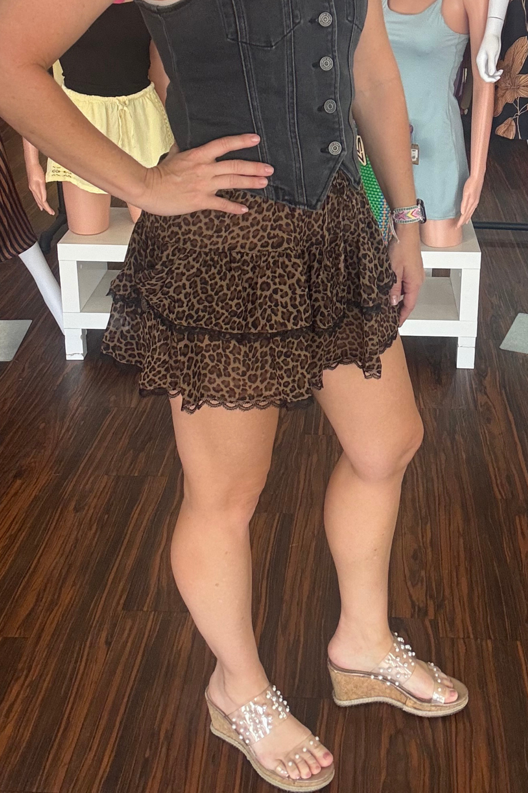 Leopard Print Lace Skorts