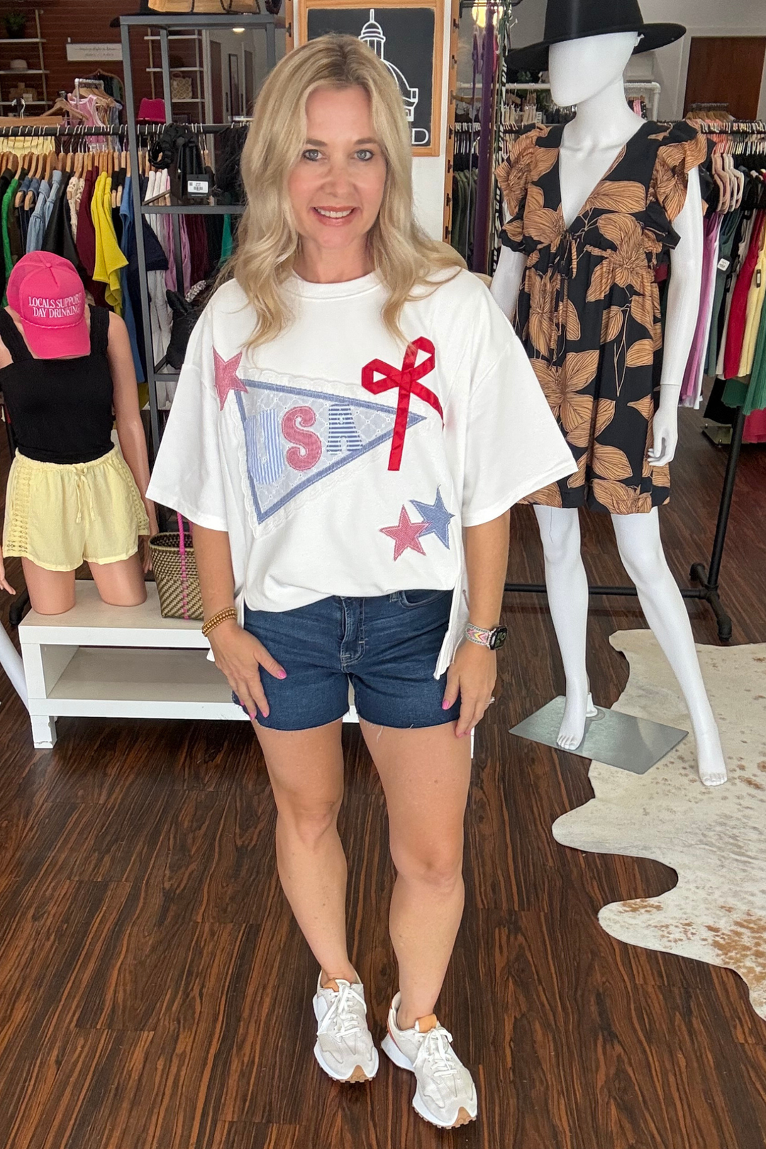 4th Of July Lace Pennant Ribbon Top