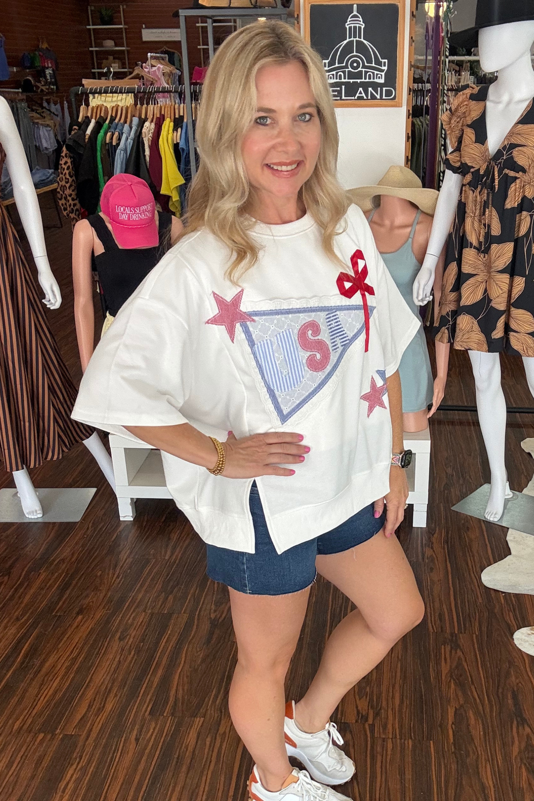 4th Of July Lace Pennant Ribbon Top