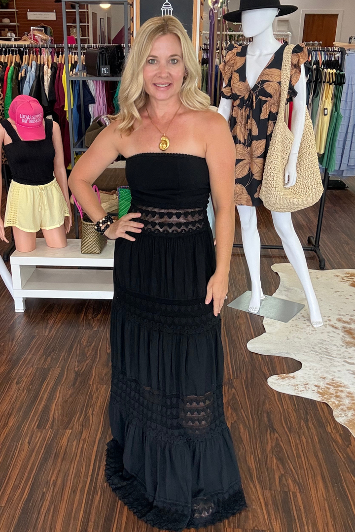 Ziri Strapless Crochet Long Dress