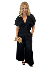 Smocked Detail Open Back Jumpsuit
