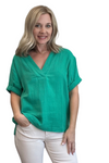 Jailee Gauze V-Neck Top