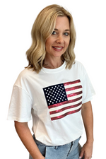 Sparkly American Flag Short Sleeve Top