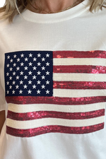 Sparkly American Flag Short Sleeve Top