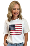 Sparkly American Flag Short Sleeve Top