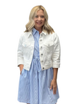 3/4 Quarter Sleeve White Denim Jacket