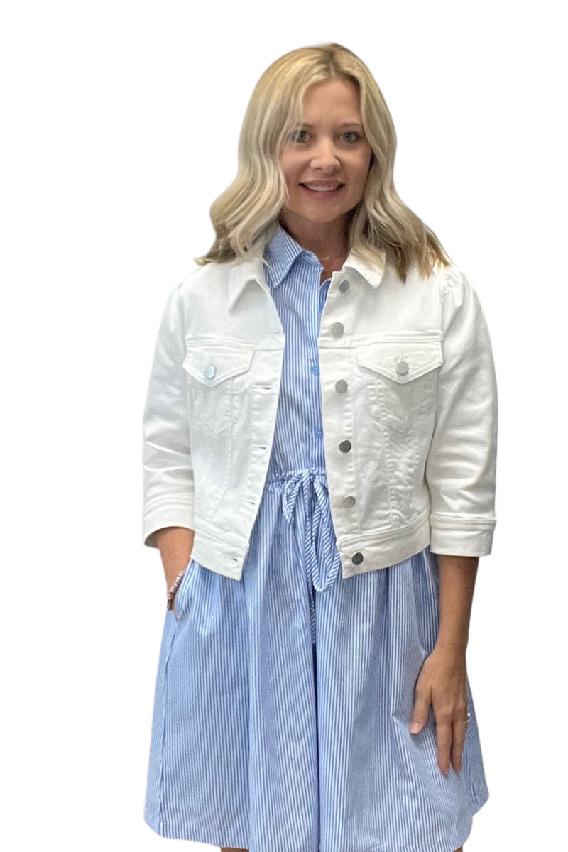 3/4 Quarter Sleeve White Denim Jacket