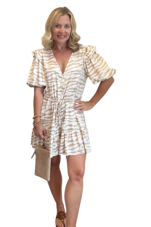 Latte Zebra Print Romper