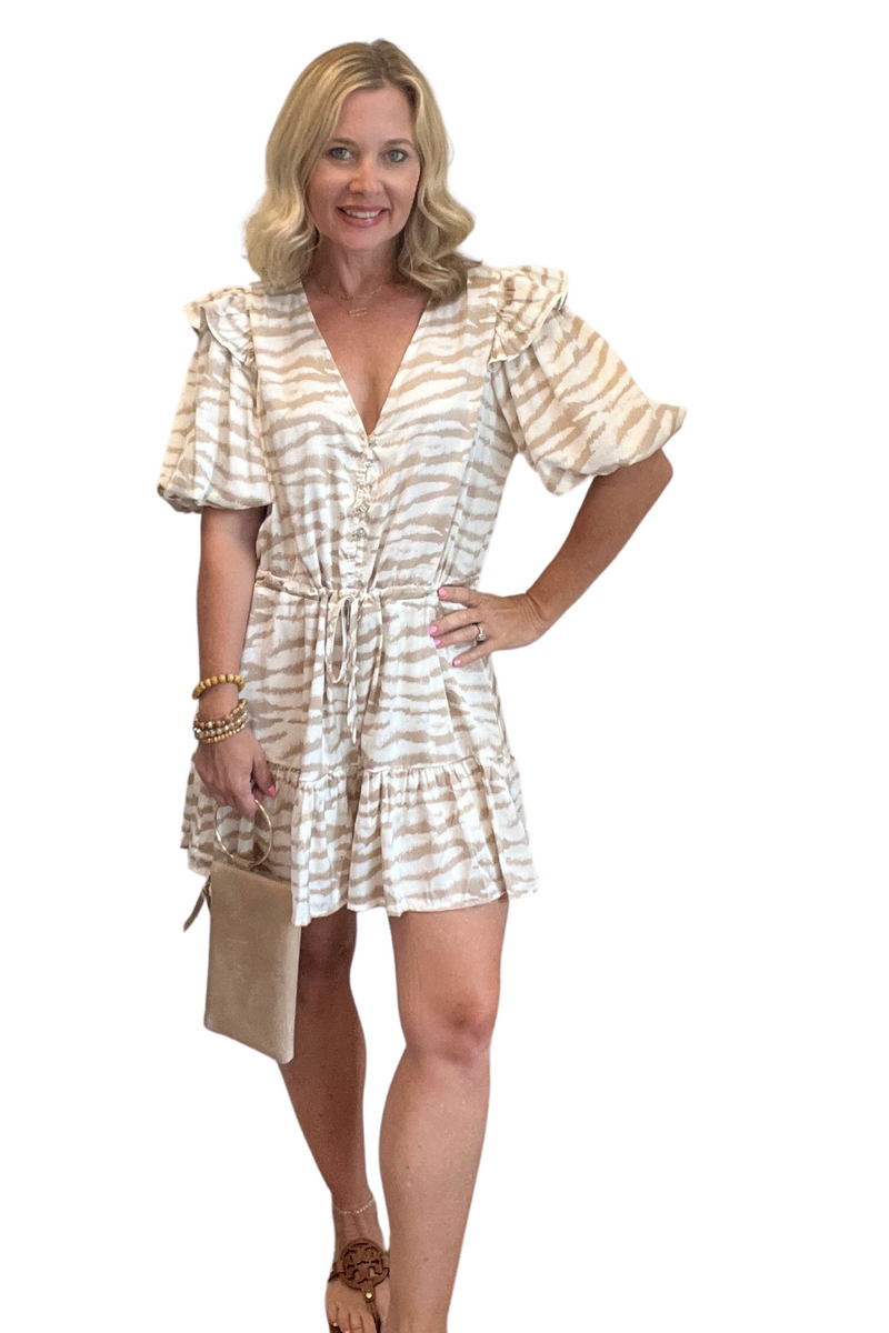 Latte Zebra Print Romper