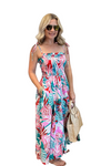 Floral Midi Dress with Tie Shoulder Straps