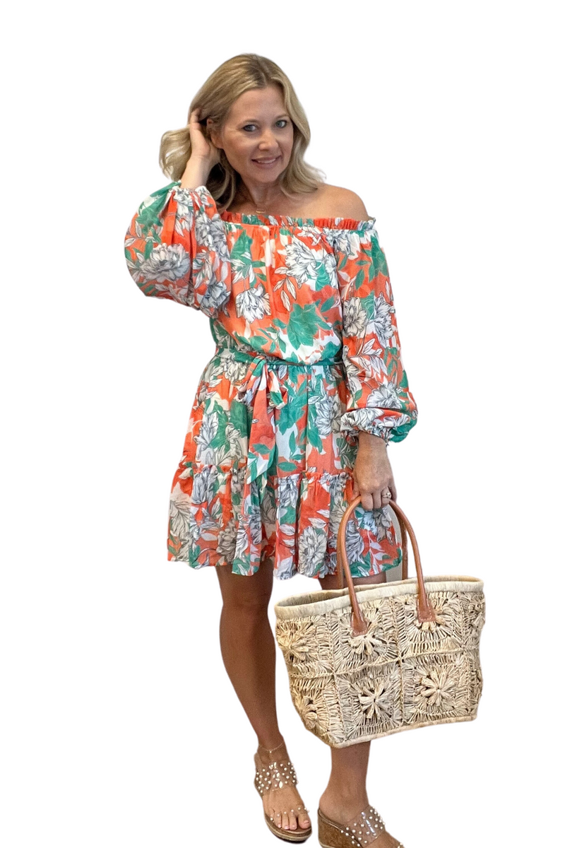 Off The Shoulder Floral Mini Dress