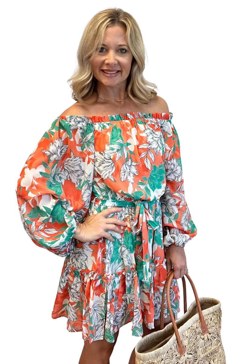 Off The Shoulder Floral Mini Dress
