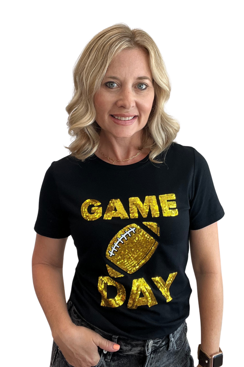Gold Sequin Game Day Top