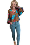 Satin Floral Print Long Sleeve Top