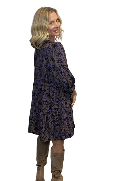 Taupe and Purple Mini Dress