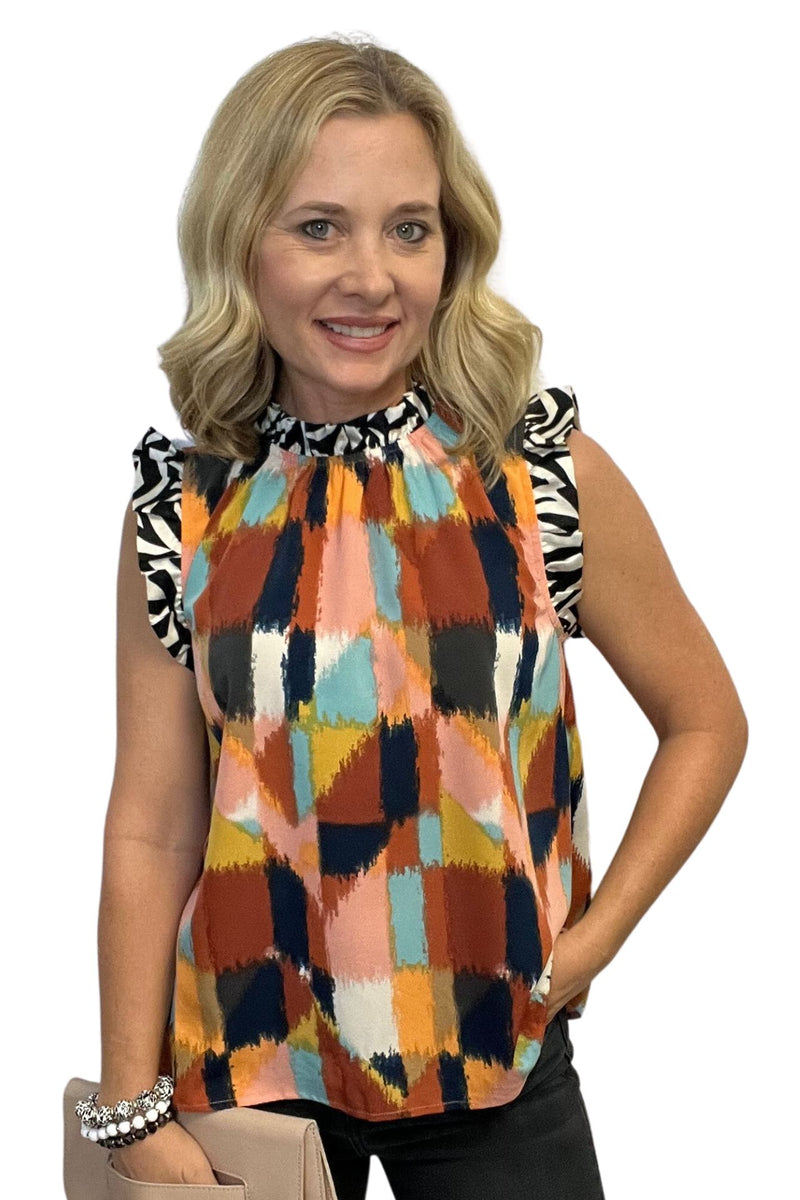 Mixed Media Sleeveless Top
