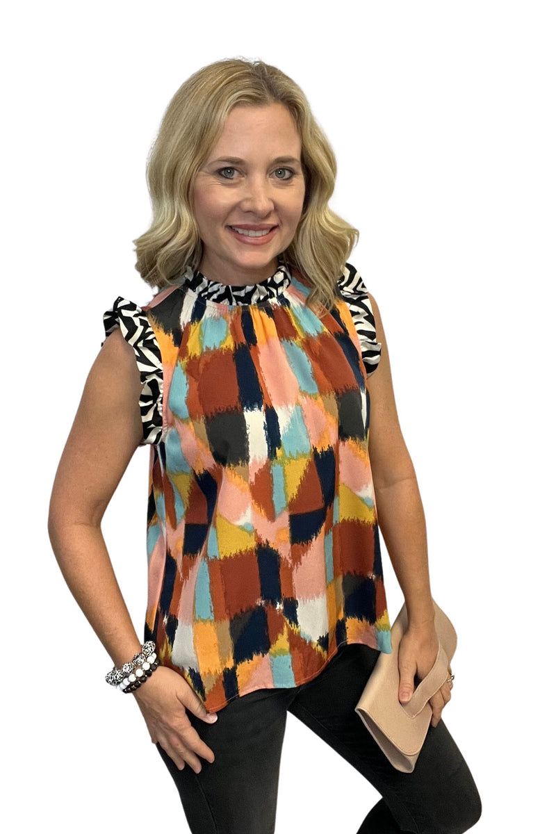 Mixed Media Sleeveless Top