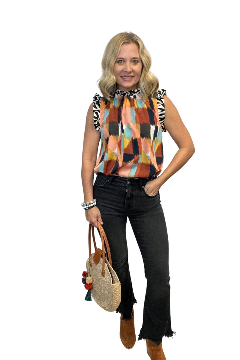 Mixed Media Sleeveless Top