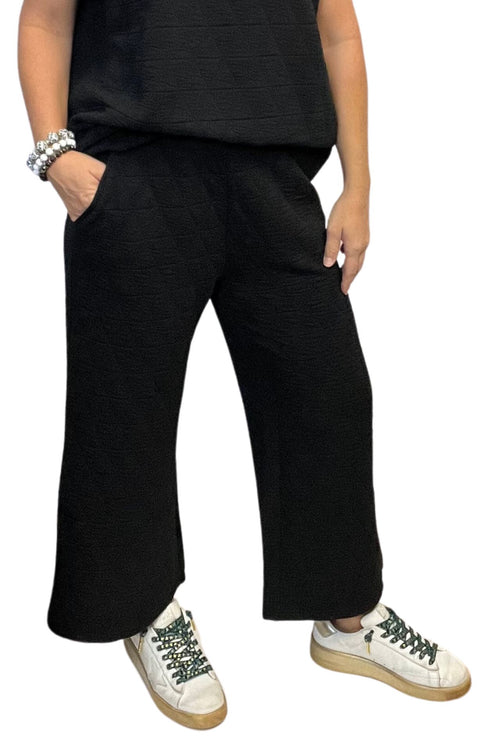 Quilted Cropped Wide Leg Pants