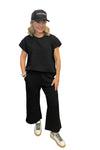 Quilted Cropped Wide Leg Pants
