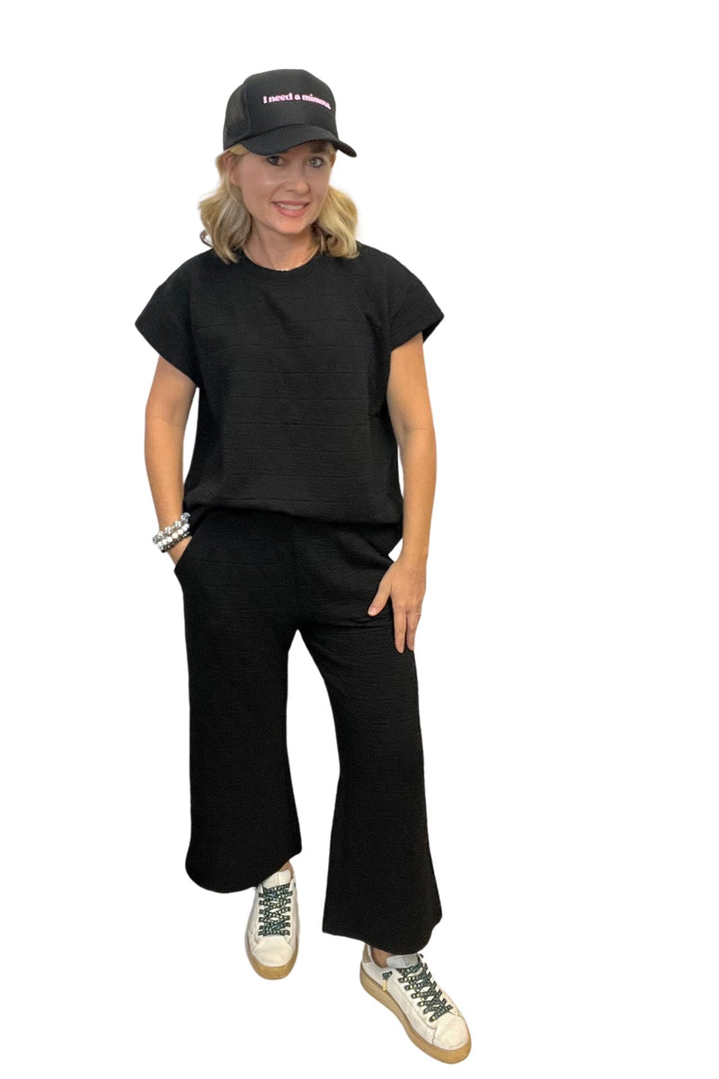 Quilted Cropped Wide Leg Pants