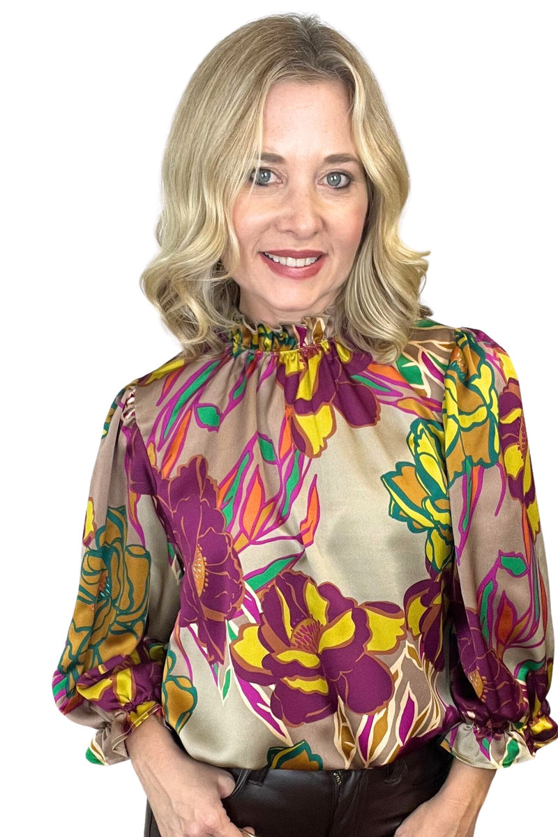 Floral Mock Neck Top