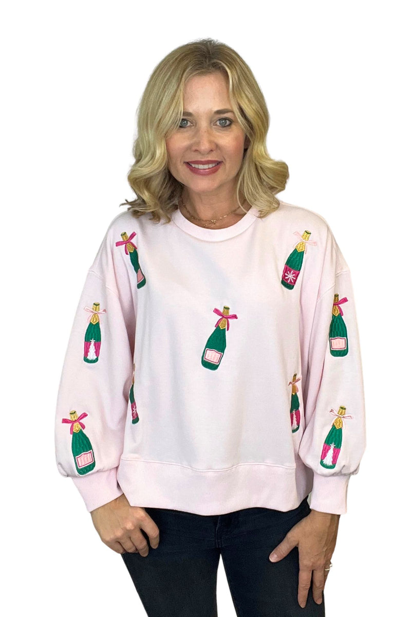 Champagne Bottle Pink Sweatshirt