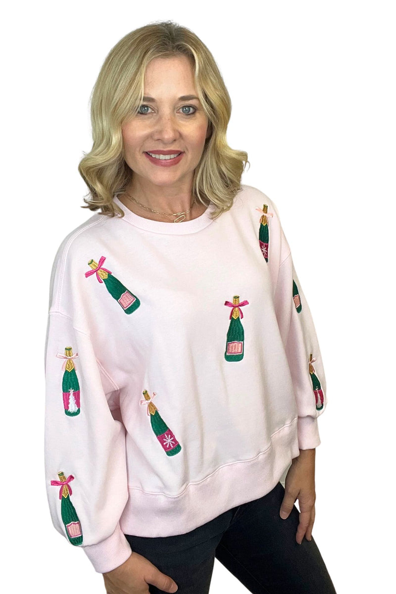 Champagne Bottle Pink Sweatshirt