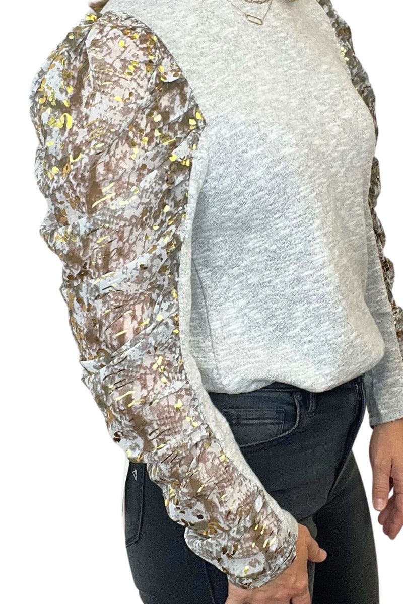 Sheer Sleeve Knit Top