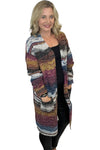 Burgundy Multi Color Cardigan