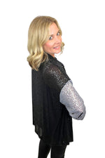 Sequin Sheer Button Up Top