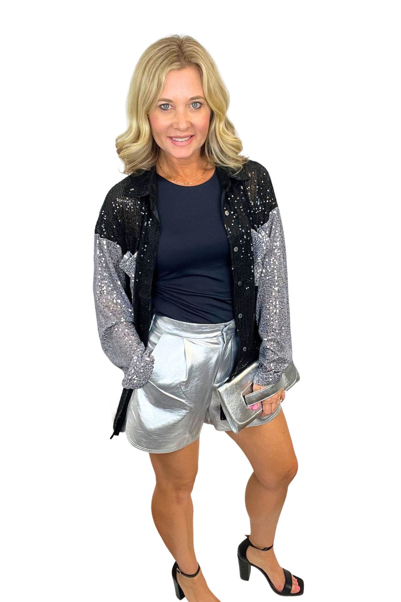 Metallic Silver Shorts