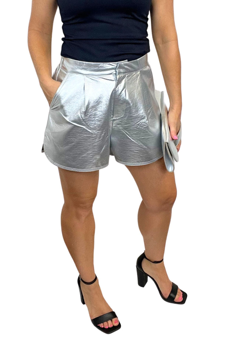 Metallic Silver Shorts