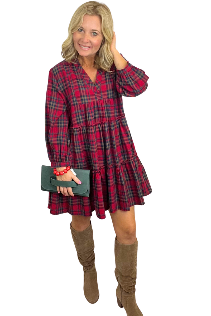 Red Plaid Mini Dress