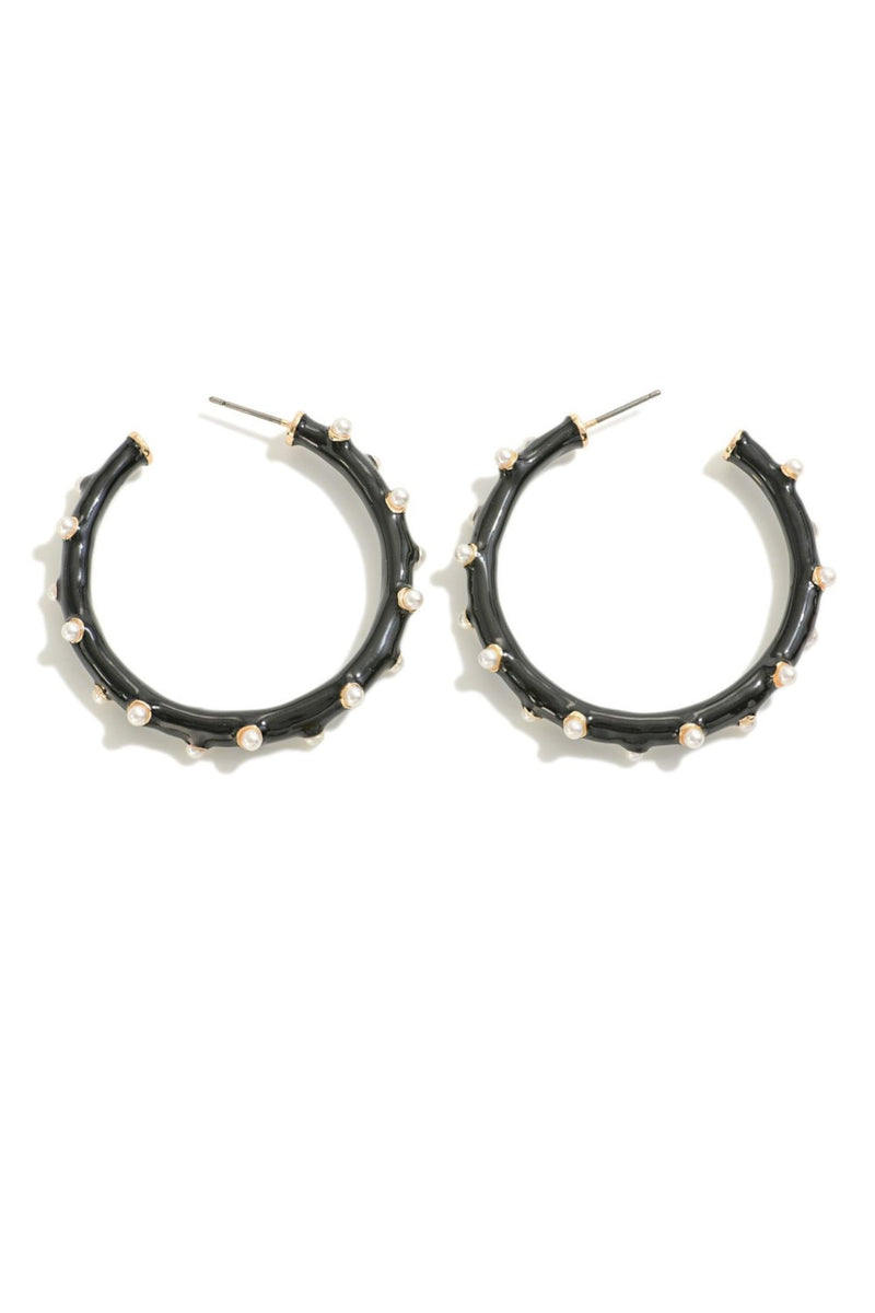 Hoop Earrings with Pearl Accents