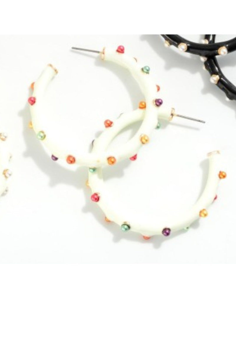 Hoop Earrings with Pearl Accents