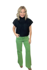 Fiona Wide Leg Jeans in Nephrite Green