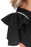 Black Mini Dress with Pearl Detail