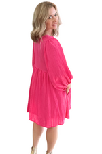 Hot Pink Half Sleeve Mini Dress
