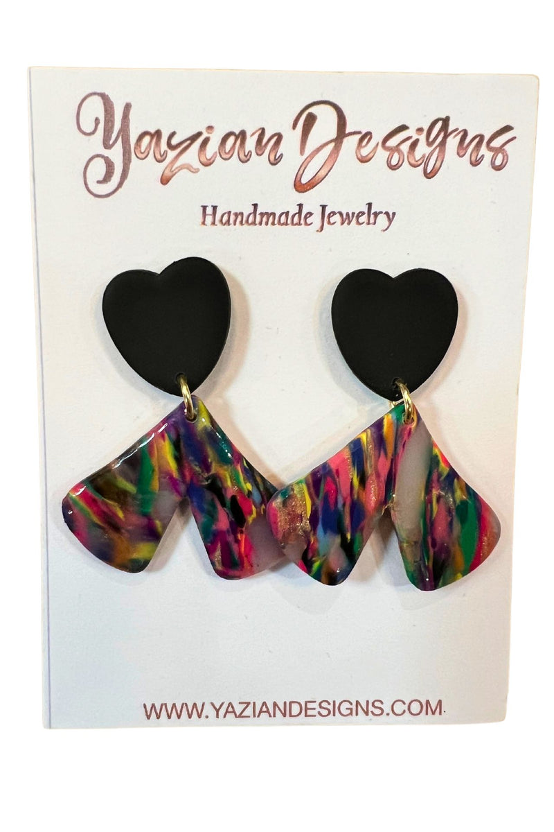 Yazian Designs Heart and Multi Color Earrings