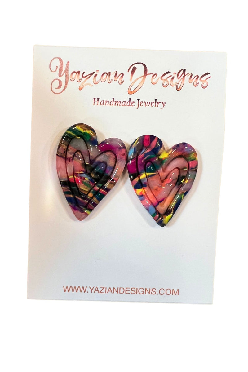 Yazian Designs Multi Color Heart Earrings