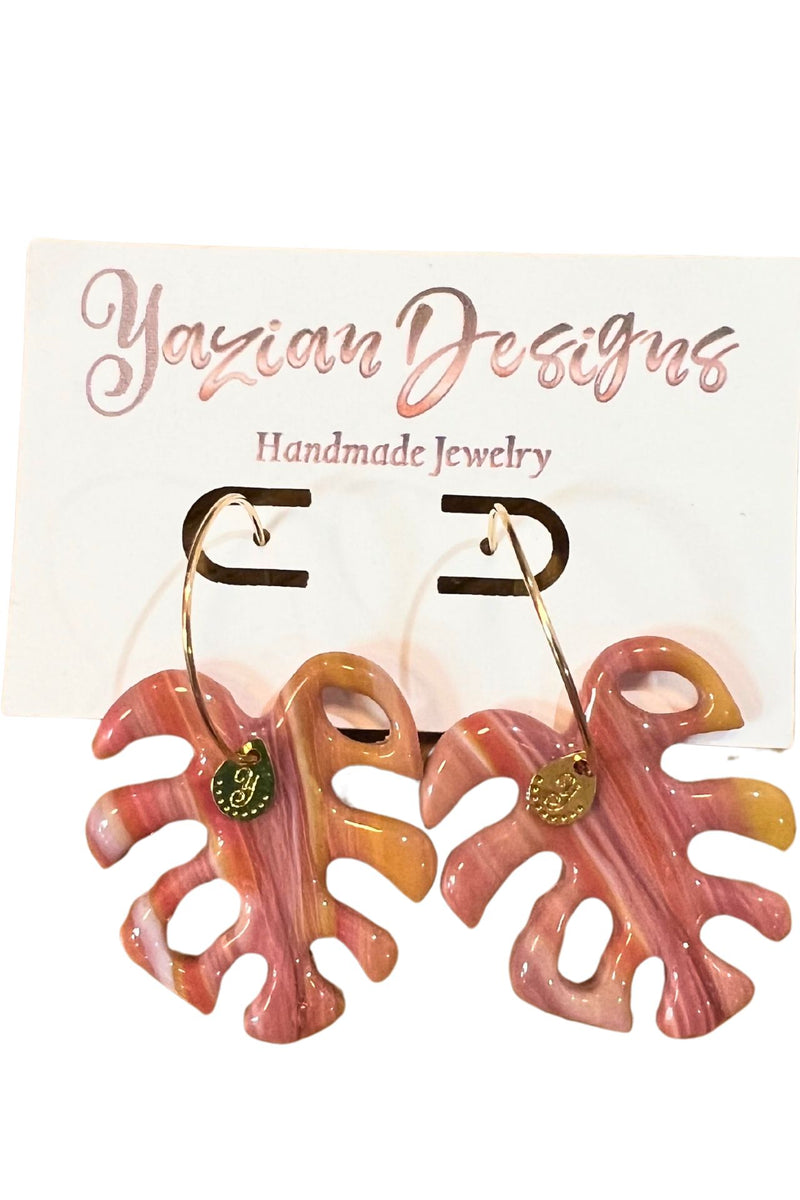 Yazian Designs Dangling Leaf Earrings