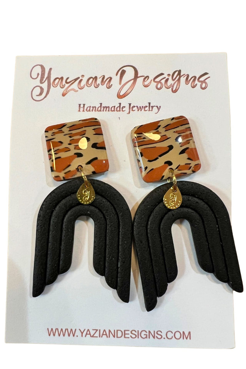 Yazian Designs Leopard Print Earrings