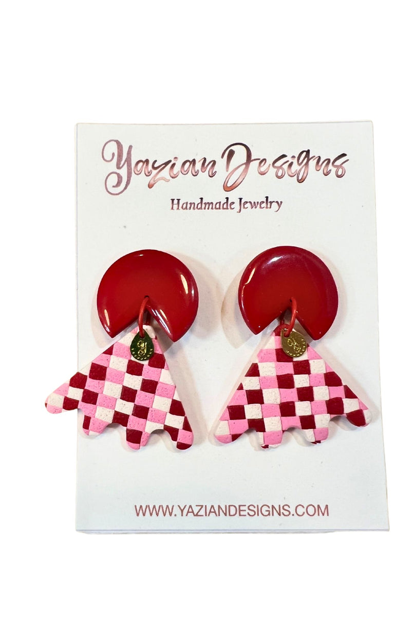 Yazian Designs Red and Pink Earrings