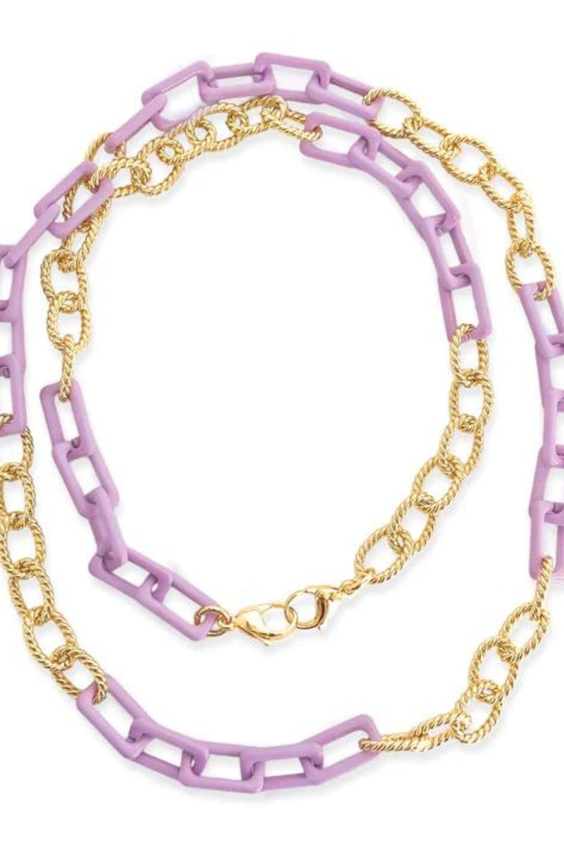 Lavender and Gold Double Chain Necklace