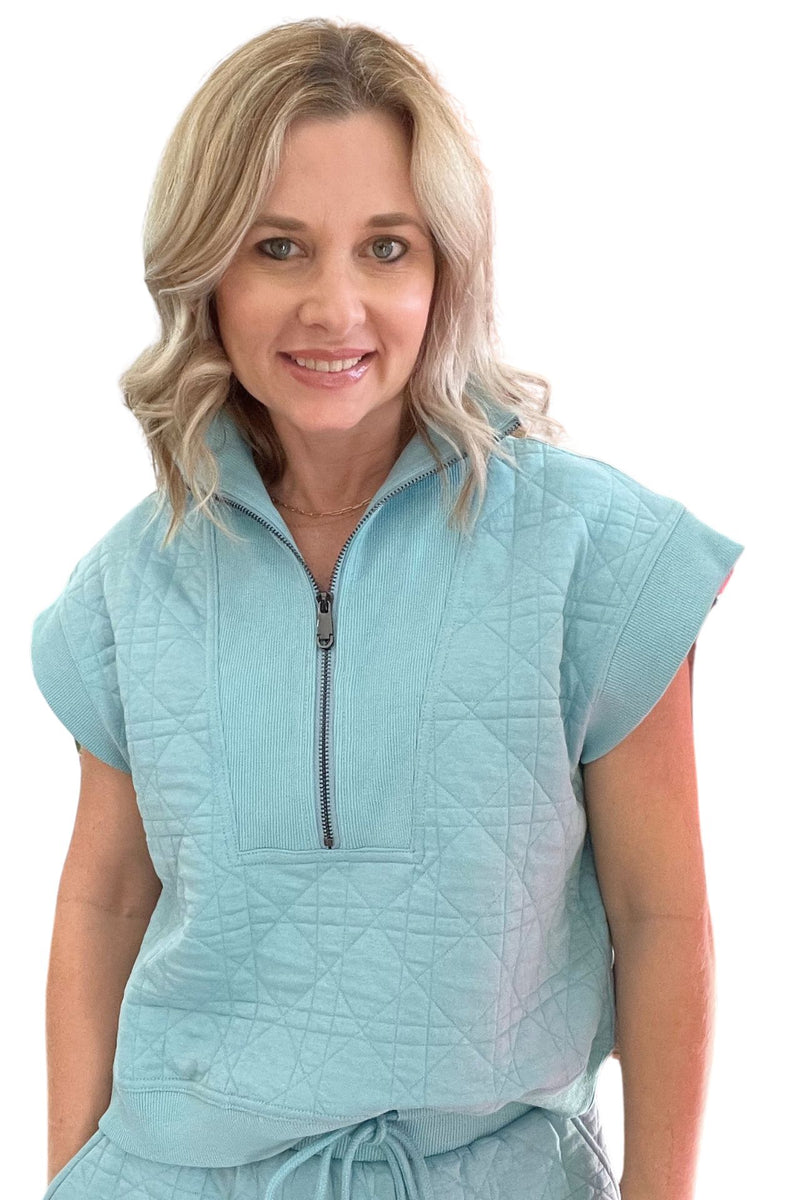 Quilted 1/4 Zip Top