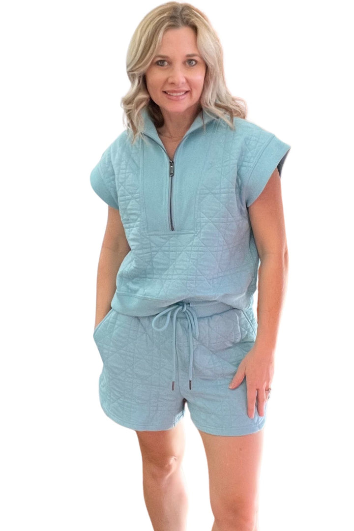 Quilted Drawstring Waist Shorts